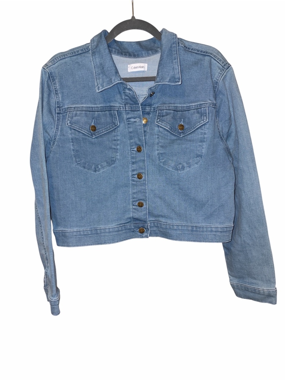 Calvin Klein Light Wash Denim Jacket in Blue Size Large
